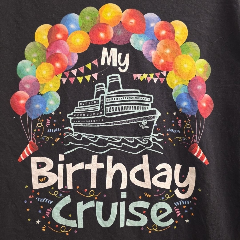 Birthday Cruise T Shirt Short Sleeve Size Large Black
